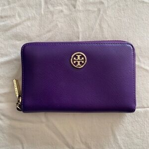 Tory Burch Purple Epi Leather Wallet